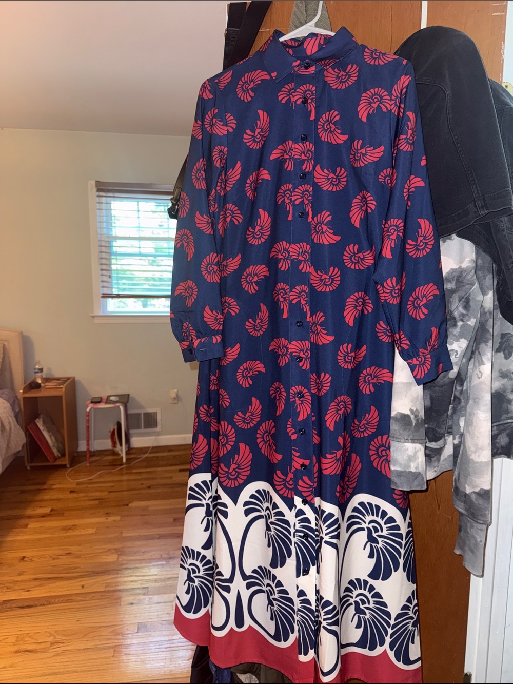 Navy and Red Floral Button-Up Yakira Bella Maxi Dress